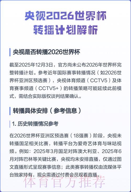 2026世界杯高清直播完整收看指南